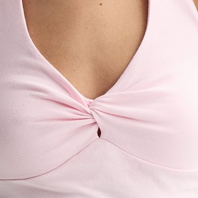 Juniors' madden girl Twist Neck Side Ruched Split Hem Halter Top