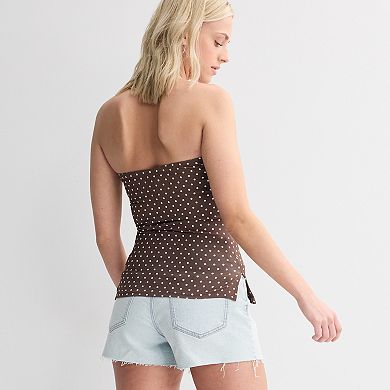 Juniors' madden girl Side Ruched Split Hem Tube Top