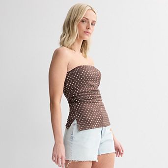 Juniors' madden girl Side Ruched Split Hem Tube Top
