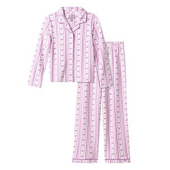 Girl's 6-16 Cuddl Duds® Long Sleeve Pajama Shirt & Pajama Bottoms Coat Set