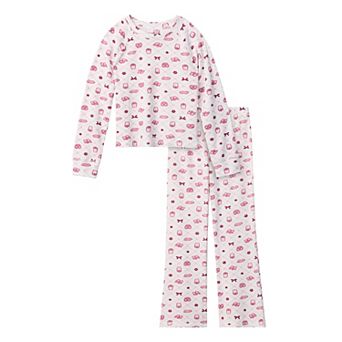 Girls 6-16 Cuddl Duds® Waffle 2 pc Long Sleeve Pajama Top & Pajama Flare Pants Set