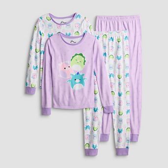 Girls 6-12 Squishmallow Snug Fit 4 pc Pajama Top & Pajama Bottoms Set