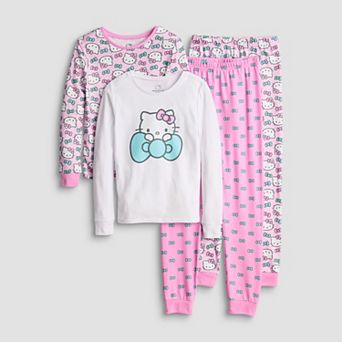 Girls 4-10 Hello Kitty Snug Fit 4 pc Pajama Top & Pajama Bottoms Set