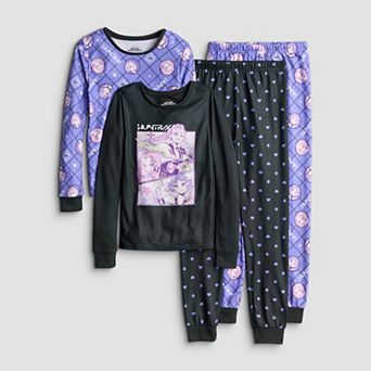 Girls 4-12 K-Pop Demon Hunters Snug Fit 4 pc Pajama Top & Pajama Bottoms Set