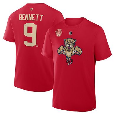 Men's Fanatics Sam Bennett Red Florida Panthers 2026 NHL Winter Classic Authentic Stack Name & Number T-Shirt