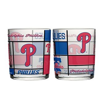 Logo Brands Philadelphia Phillies 12oz. Quilted Stained Two-Pack Rocks Glass Set