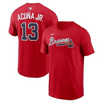 Men's Nike Ronald Acuña Jr. Red Atlanta Braves Home Name & Number T-Shirt