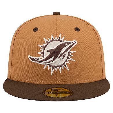 Men's New Era Light Brown/Dark Brown Miami Dolphins Two-Tone Walnut 59FIFTY Fitted Hat