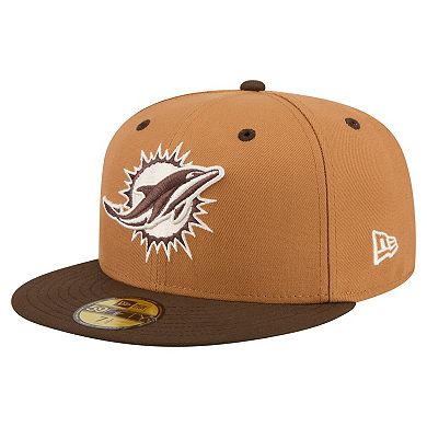 Men's New Era Light Brown/Dark Brown Miami Dolphins Two-Tone Walnut 59FIFTY Fitted Hat