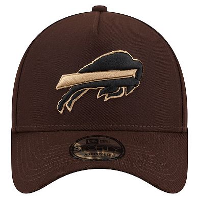 Men's New Era Dark Brown Buffalo Bills Burnt Wood A-Frame 9FORTY Adjustable Hat