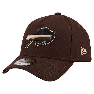 Men's New Era Dark Brown Buffalo Bills Burnt Wood A-Frame 9FORTY Adjustable Hat