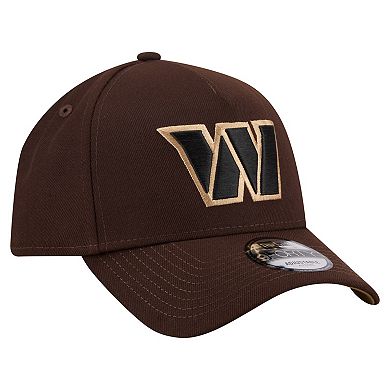 Men's New Era Dark Brown Washington Commanders Burnt Wood A-Frame 9FORTY Adjustable Hat