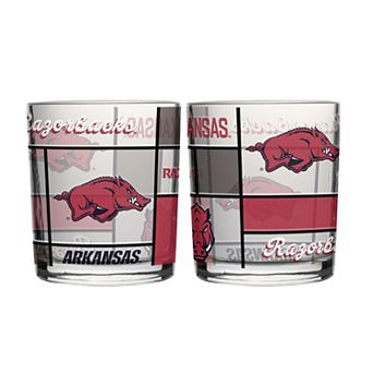 Logo Brands Arkansas Razorbacks 12oz. Quilted Stained Two-Pack Rocks Glass Set