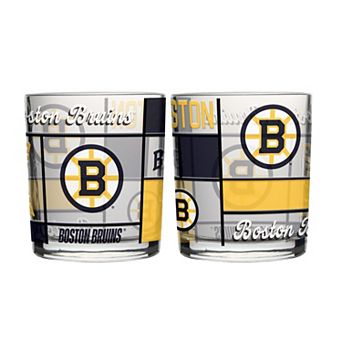 Logo Brands Boston Bruins 12oz. Quilted Stained Two-Pack Rocks Glass Set