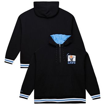 Men's Mitchell & Ness Black Cleveland Cavaliers Throw It Back Quilted Fleece Quarter-Zip Hoodie