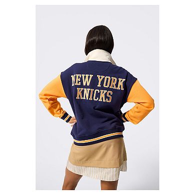 Unisex Terez Navy/White New York Knicks Colorblock Quarter-Zip Pullover