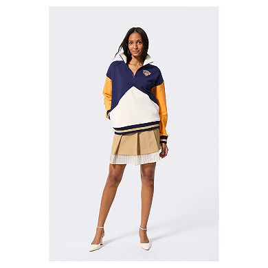 Unisex Terez Navy/White New York Knicks Colorblock Quarter-Zip Pullover