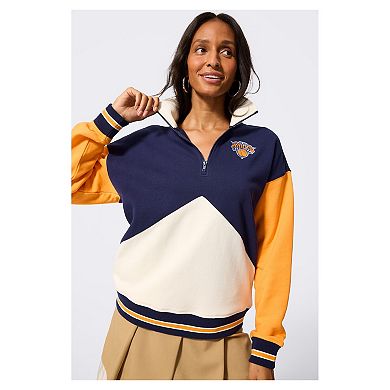 Unisex Terez Navy/White New York Knicks Colorblock Quarter-Zip Pullover