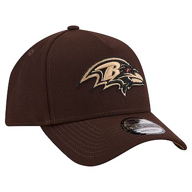 Men's New Era Dark Brown Baltimore Ravens Burnt Wood A-Frame 9FORTY Adjustable Hat