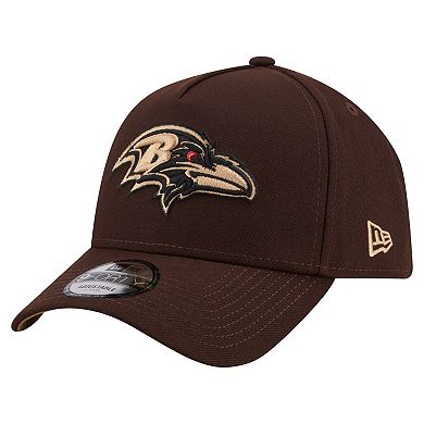 Men's New Era Dark Brown Baltimore Ravens Burnt Wood A-Frame 9FORTY Adjustable Hat