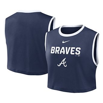 Women's Nike Navy Atlanta Braves Primetime Loose Dri-FIT Cropped Tank Top