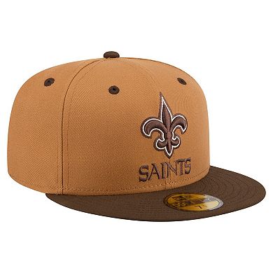 Men's New Era Light Brown/Dark Brown New Orleans Saints Two-Tone Walnut 59FIFTY Fitted Hat