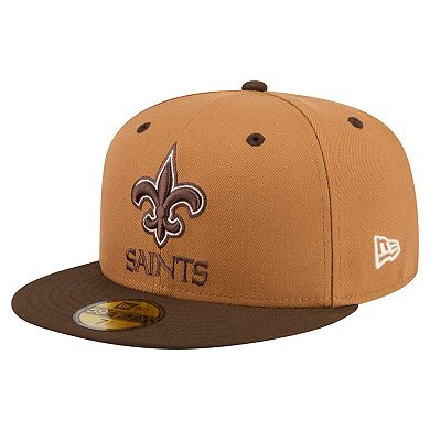 Men's New Era Light Brown/Dark Brown New Orleans Saints Two-Tone Walnut 59FIFTY Fitted Hat
