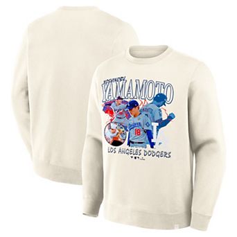 Men's Fanatics Yoshinobu Yamamoto Cream Los Angeles Dodgers Montage Legacy Sweatshirt