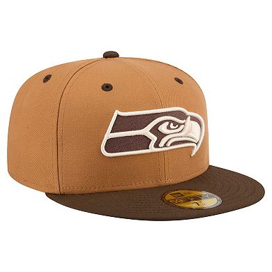 Men's New Era Light Brown/Dark Brown Seattle Seahawks Two-Tone Walnut 59FIFTY Fitted Hat