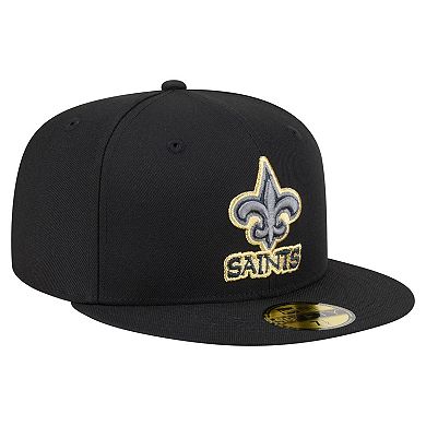 Men's New Era Black New Orleans Saints Color Pop 59FIFTY Fitted Hat