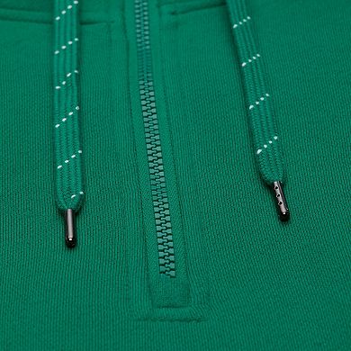 Men's Mitchell & Ness Green Boston Celtics Throw It Back Quilted Fleece Quarter-Zip Hoodie