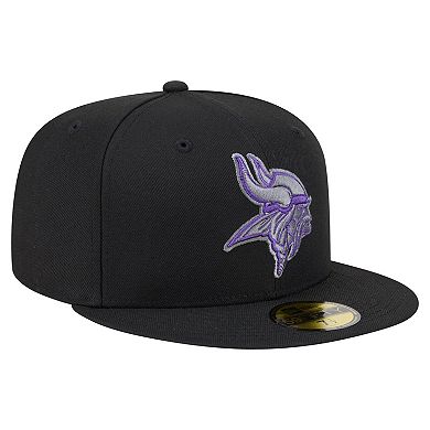 Men's New Era Black Minnesota Vikings Color Pop 59FIFTY Fitted Hat