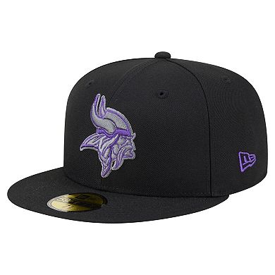 Men's New Era Black Minnesota Vikings Color Pop 59FIFTY Fitted Hat