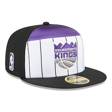 Men's New Era White/Black Sacramento Kings 2025 NBA Tip Off Split Panel 59FIFTY Fitted Hat