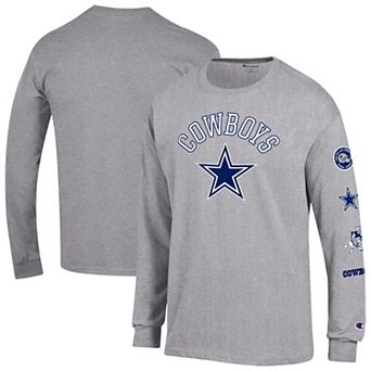 Men's Champion Heather Gray Dallas Cowboys Seal Long Sleeve T-Shirt