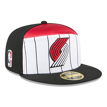 Men's New Era White/Black Portland Trail Blazers 2025 NBA Tip Off Split Panel 59FIFTY Fitted Hat