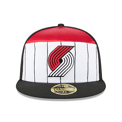Men's New Era White/Black Portland Trail Blazers 2025 NBA Tip Off Split Panel 59FIFTY Fitted Hat