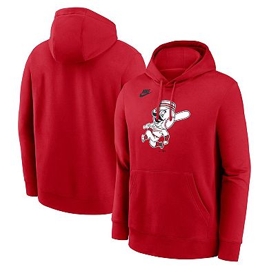 Men's Nike Red Cincinnati Reds Cooperstown Collection Logo Club Pullover Hoodie