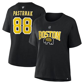 Women's Fanatics David Pastrnak Black Boston Bruins 2026 NHL Stadium Series Authentic Stack Name & Number T-Shirt
