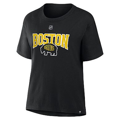 Women's Fanatics David Pastrnak Black Boston Bruins 2026 NHL Stadium Series Authentic Stack Name & Number T-Shirt