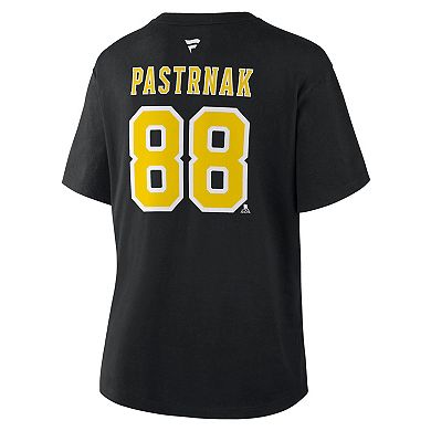 Women's Fanatics David Pastrnak Black Boston Bruins 2026 NHL Stadium Series Authentic Stack Name & Number T-Shirt