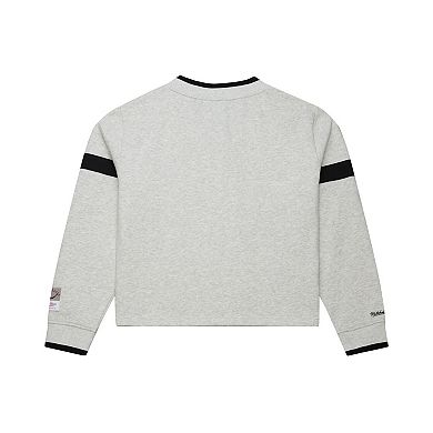 Women's Mitchell & Ness Gray Tampa Bay Buccaneers Cropped V-Neck Sweatshirt