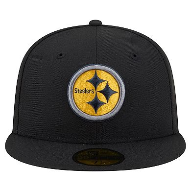 Men's New Era Black Pittsburgh Steelers Color Pop 59FIFTY Fitted Hat