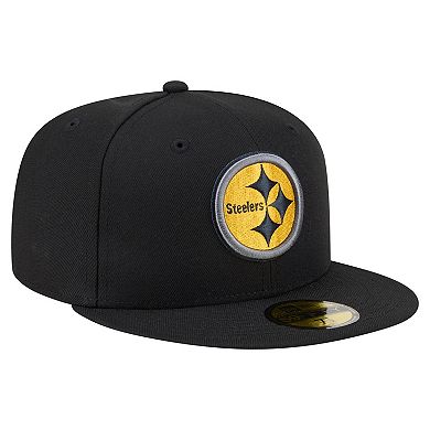Men's New Era Black Pittsburgh Steelers Color Pop 59FIFTY Fitted Hat
