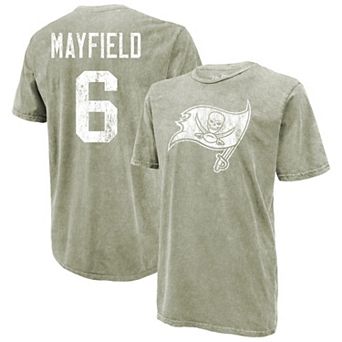 Men's Majestic Threads Baker Mayfield Moss Green Tampa Bay Buccaneers Mineral Wash Name & Number T-Shirt