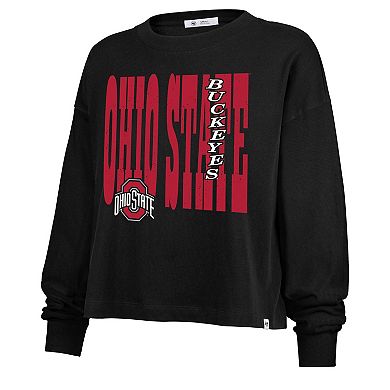 Women's '47 Black Ohio State Buckeyes Stacked Sydney Long Sleeve T-Shirt