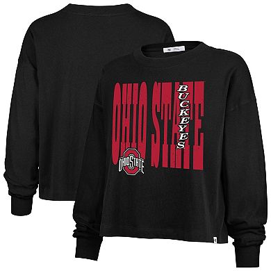 Women's '47 Black Ohio State Buckeyes Stacked Sydney Long Sleeve T-Shirt
