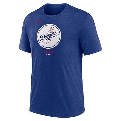 Men's Nike Royal Los Angeles Dodgers Tri-Blend Logo T-Shirt