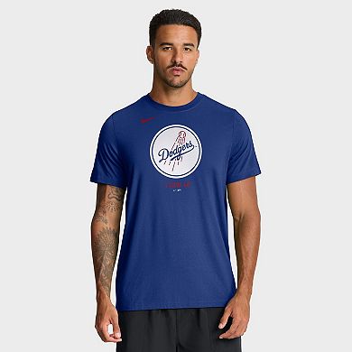Men's Nike Royal Los Angeles Dodgers Tri-Blend Logo T-Shirt