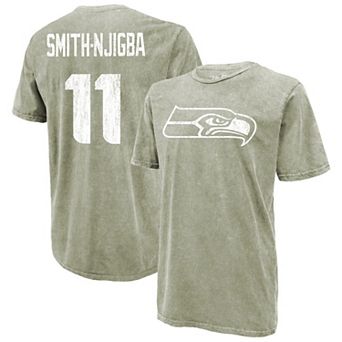 Men's Majestic Threads Jaxon Smith-Njigba Moss Green Seattle Seahawks Mineral Wash Name & Number T-Shirt